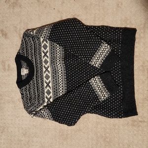 LL Bean grey wool sweater size Large men women fair isle